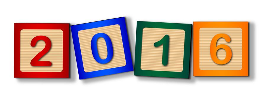 Wooden blocks giving the new years date of 2016