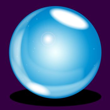 A crystal ball over a purple background