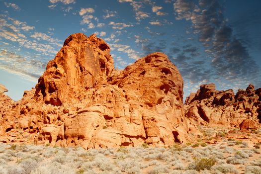 Red canyon walls in Valley of Fire Nevada