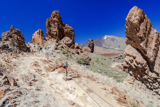 View of the beautiful Roque Cinchado, also known as Los Roques de Garcia - Santa Cruz de Tenerife, Canary Islands, Spain