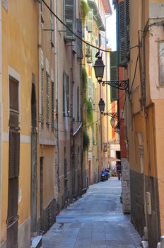view of the city of Nice in the Maritime Alps, France. beautiful bright color in this city under Italian influence