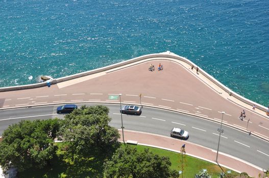 view of the city of Nice in the Maritime Alps, France. beautiful bright color in this city under Italian influence