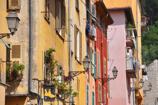view of the city of Nice in the Maritime Alps, France. beautiful bright color in this city under Italian influence