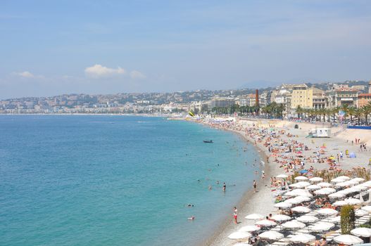 view of the city of Nice in the Maritime Alps, France. beautiful bright color in this city under Italian influence
