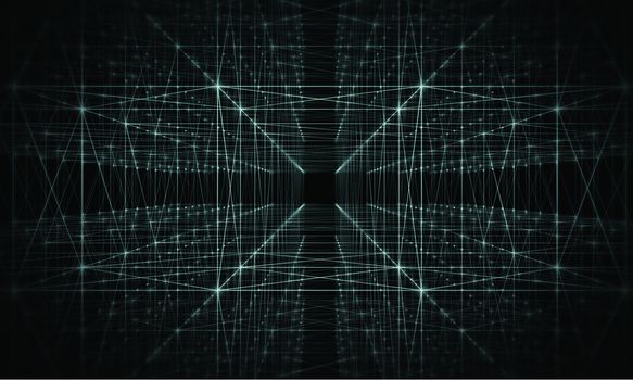 Abstract Grid Structure background.Digital business network technology.Perspective lines presentation concept.