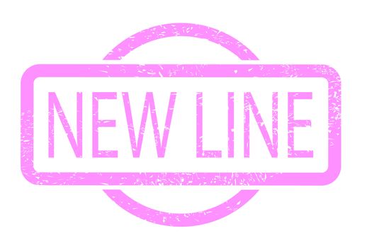 A new line rubber stamp in pink over a white background