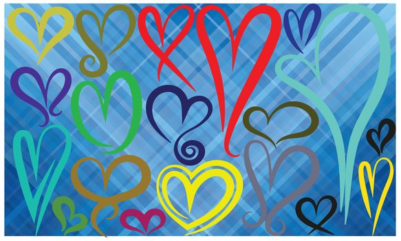 collection of hearts on texture background