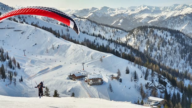 Paragliding Off Snowy Mountains