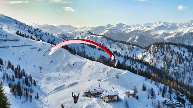 Paragliding Off Snowy Mountains