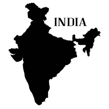 Outline map of India in silhouette on a white background