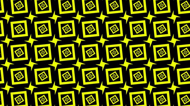 Wonderful 3d illustration of the rows of yellow squares with four-angle stars crating illusion. They look cheerful, fine and childish.
