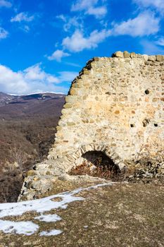 Famous georgian travel  landmark Manavi castle in winter time