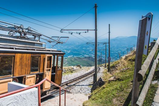 The Rhune cog train in the Pyrénées-Atlantique in France