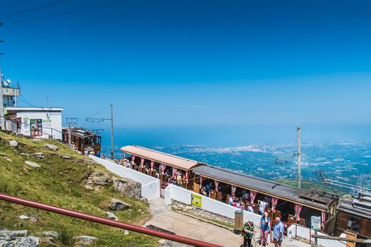 The Rhune cog train in the Pyrénées-Atlantique in France