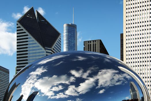 Cloud Gate Chicago with reflection of buildings