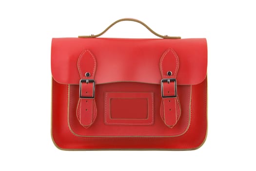 Red Satchel isolated on a white background with clipping path
