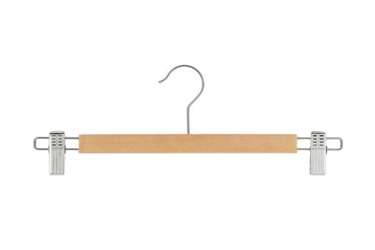 Wood and metal pants / skirt hanger isolated on a white background