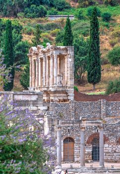 Ruins of antique Ephesus city on a sunny summer day