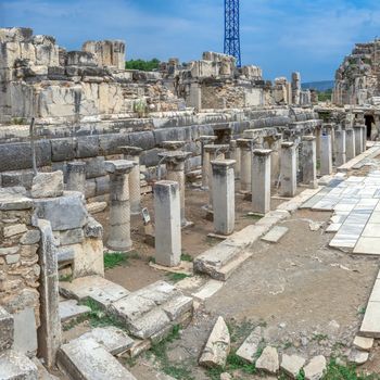 The antique Great Theatre of Ephesus on a sunny summer day