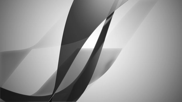 3d illustration of wavy strips in black and white colors.