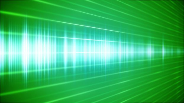 Green Digital sound wave in perspective view. Abstract background related with music or voice concept. 2d illustration.