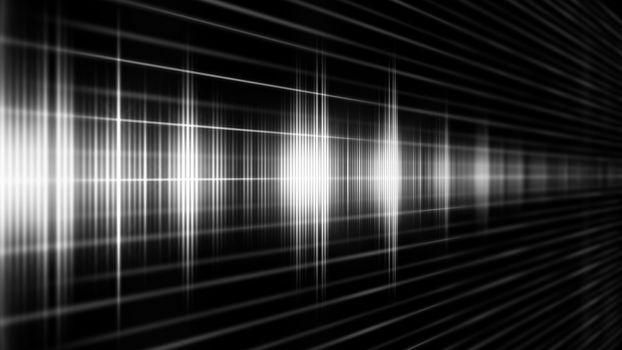 An Abstract White sound form on the black background. 2d illustration.