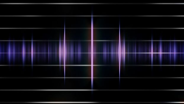 An Abstract Violet sound form on the black background. 2d illustration.