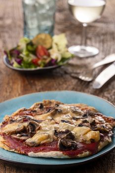 mushroom pizza on a plate