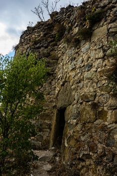 Famous Bochorma castle town ruins in Caucasus mountain in Georgia