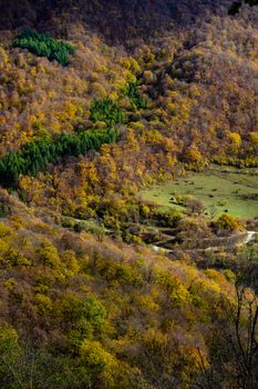 Caucasus mountain landscape in fall time in Georgia