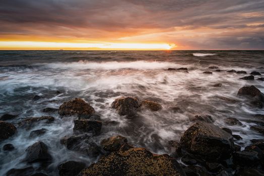 Tempest on the shore: Rough seas along the Whitehead shoreline at dawn.