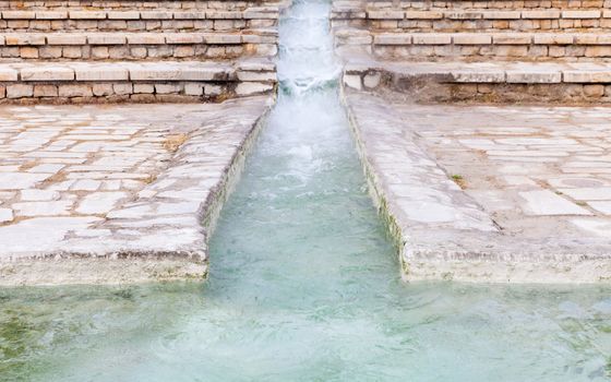 Hot spring water flows through Pamukkale, southwestern Turkey.  The site is a UNESCO World Heritage Site.