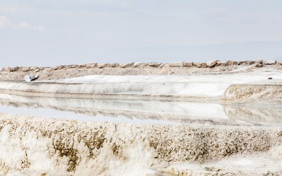 The view across the travertines of Pamukkale in southwestern Turkey.  The site is a UNESCO World Heritage Site.