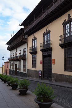 La Orotava, Spain -January 12, 2020: House of the Balconies (La Casa de los Balcones) in La Orotava, Tenerife island