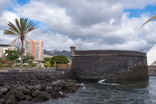 Santa Cruz de Tenerife, Spain -January 9, 2020: San Juan Baptist Castle (Black Castle). Canary Islands.