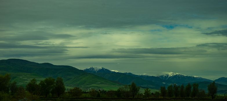 Summer landscape in Georgian Caucasus mountain range