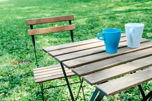 Tea time in house garden.