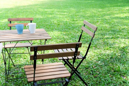 Tea time in house garden.