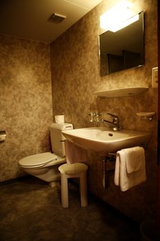 old bathroom with sink and toilette in old classic style