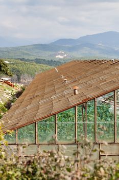 An industrial greenhouse on a farm in Turkler in the province of Alanya, southern Turkey.