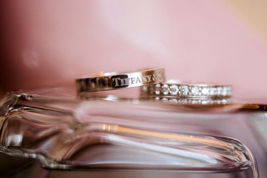 wedding rings with a wedding decor