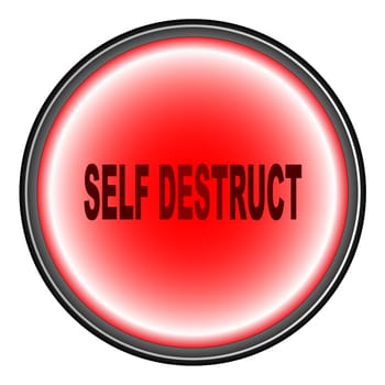 A Self Destruct Button button in red over a white background