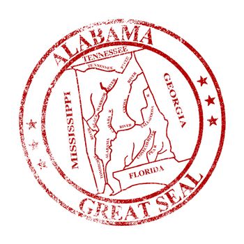 The great seal of Alabama rubber stamp isolated on a white background