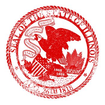 The State Seal of Illinois rubber stamp on a white background