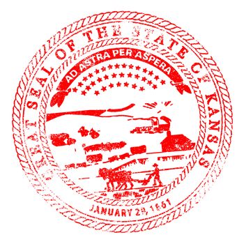 The State Seal of Kansas rubber stamp on a white background