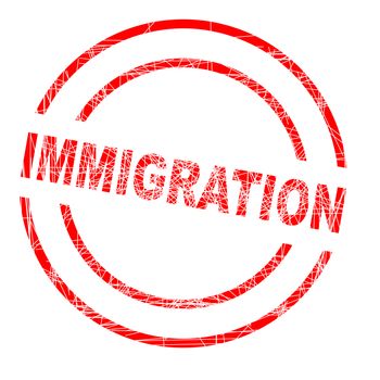 Immigration red ink grunged rubber stamp on a white background