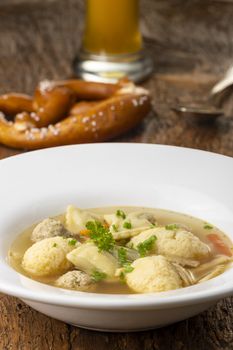 bavarian wedding soup in a plate