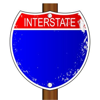 A blank interstate sign over a white background