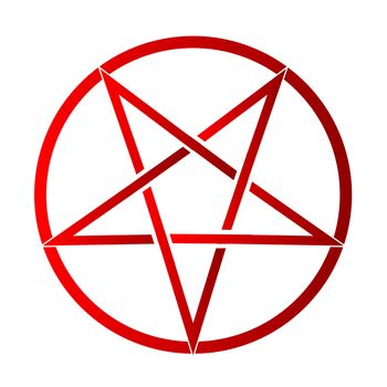 The five pointed pentagram over a white background