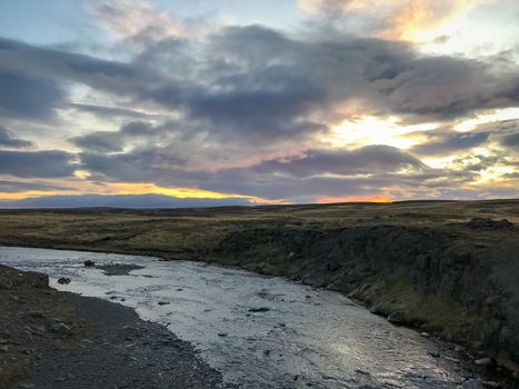Natural river in Iceland during sunset wild water icelandic nature